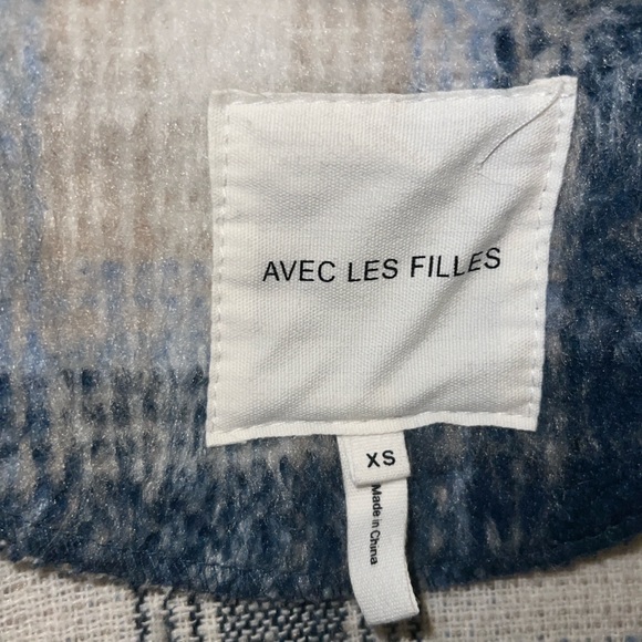 Avec Les Filles Plaid Shacket Relaxed Blue White Shirt Jacket size XS - Picture 7 of 10